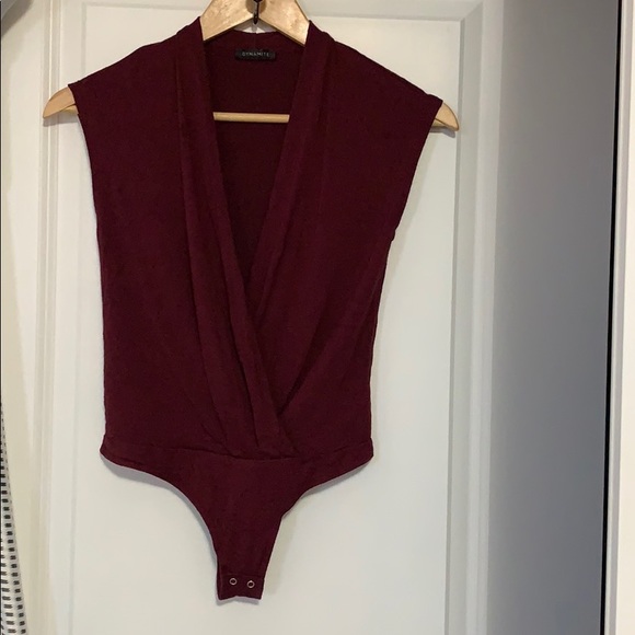 Wine V neck bodysuit - Picture 2 of 2